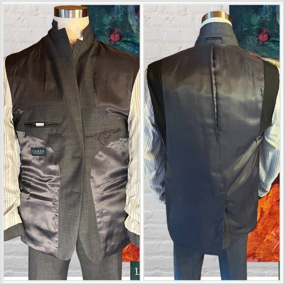 Ralph Lauren LRL Mens 44L 38x32 Gray Nailhead Quality Suit Modern - Picture 8 of 16